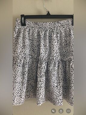 White and Black Spot Tiered Skirt - Women